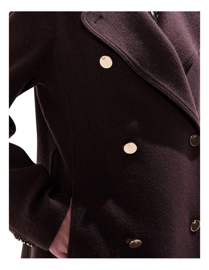 Aria Felted Wool Coat in Espresso image 3
