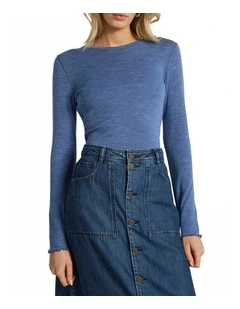 Ginny Babywool Top in Denim Blue