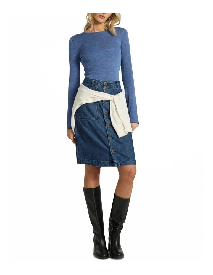 Ginny Babywool Top in Denim Blue image 2