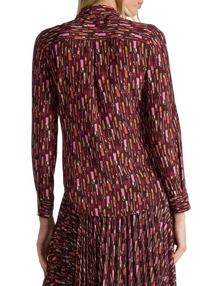 Our Lips Are Sealed Silk Shirt in Red Multi image 5