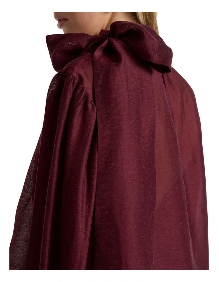 Joan Pussy Bow Blouse in Ruby Port image 2