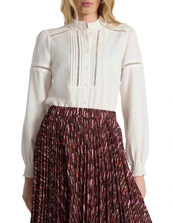 Lilian Long Sleeve Shirt in Ivory image 1