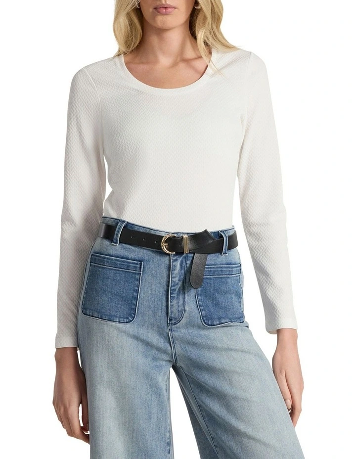 Chloe Textured Top in Ivory image 1