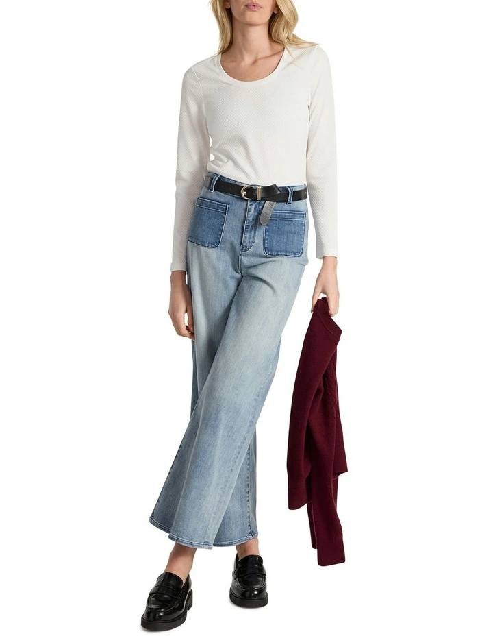 Chloe Textured Top in Ivory image 2