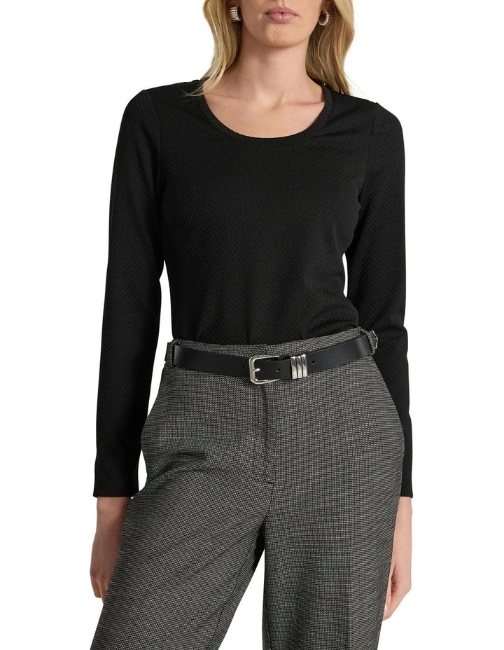 Chloe Textured Top in Black image 1