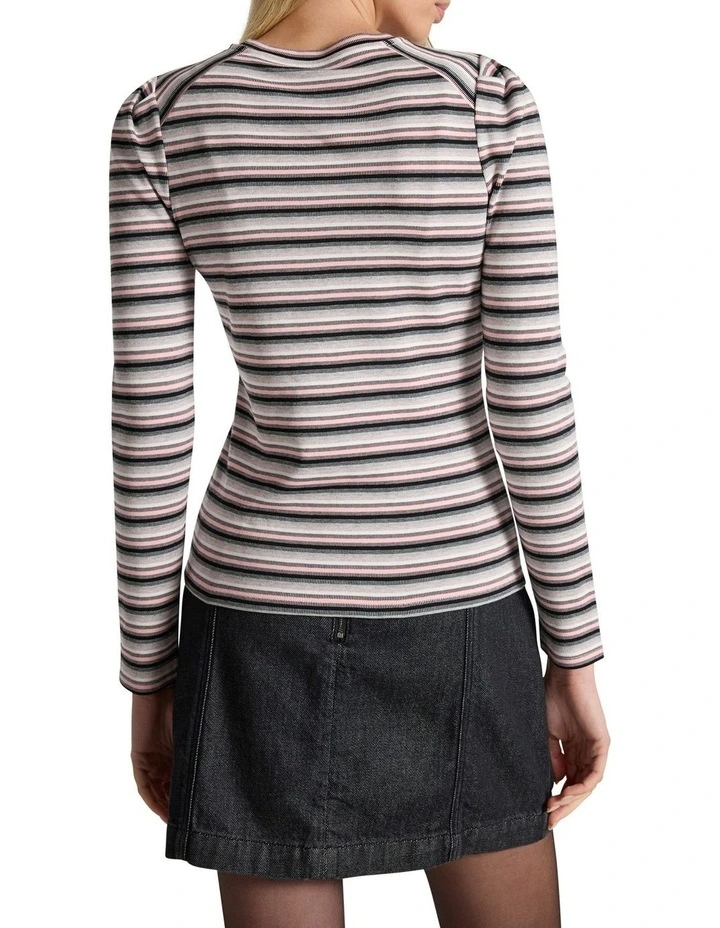 Double Double Stripe Top in Pink Stripe image 4
