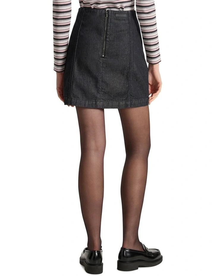 Venice Denim Mini Skirt in Washed Black image 4