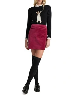 Nala Velvet Mini Skirt in Berry