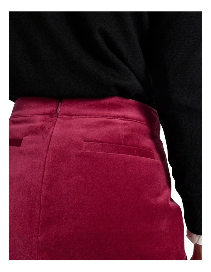 Nala Velvet Mini Skirt in Berry image 4
