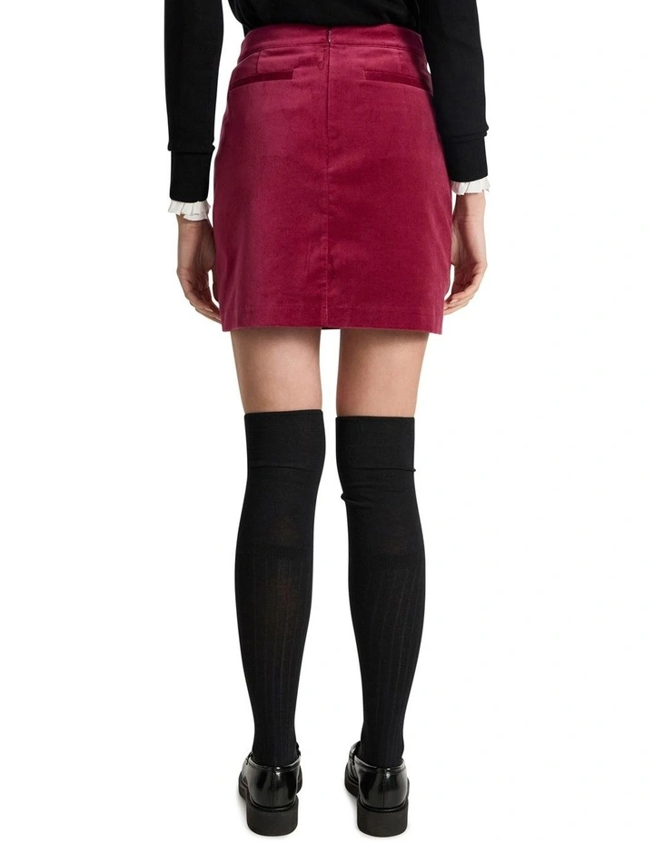 Nala Velvet Mini Skirt in Berry image 5