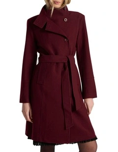 Francesca Felted Wool Coat in Ruby Port