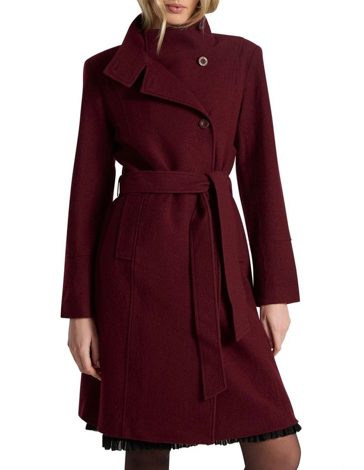 Francesca Felted Wool Coat in Ruby Port image 1