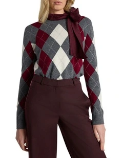 Alison Argyle Merino Knit in Grey Multi
