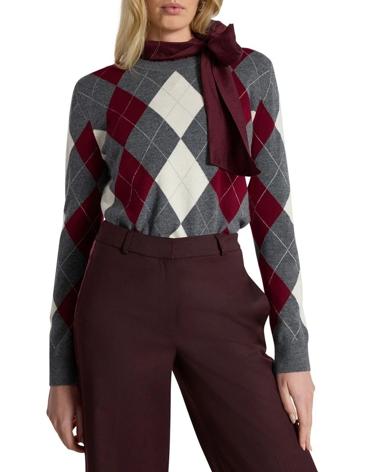 Alison Argyle Merino Knit in Grey Multi image 1