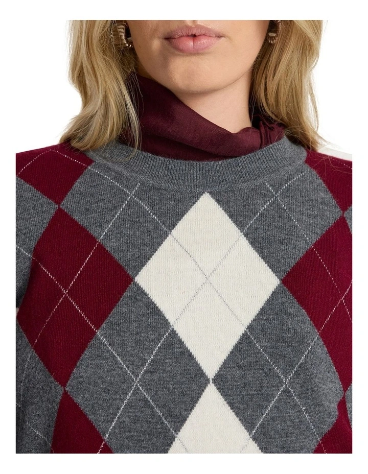 Alison Argyle Merino Knit in Grey Multi image 3