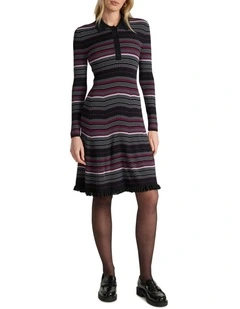 Secret Agent Knit Dress in Black Stripe