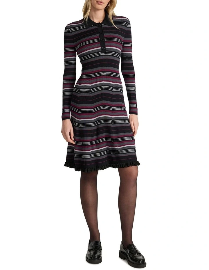 Secret Agent Knit Dress in Black Stripe image 1