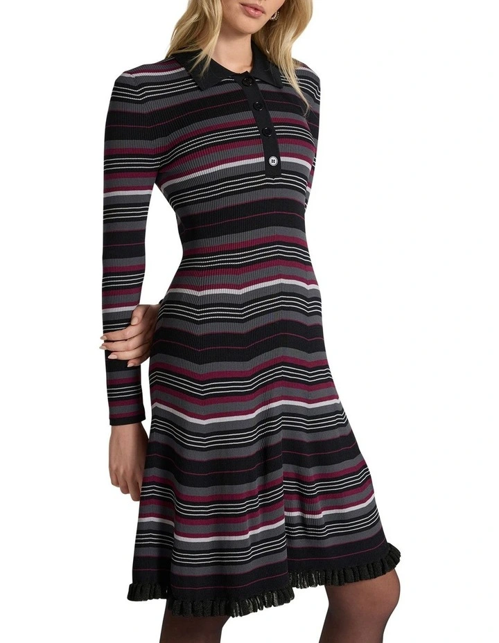 Secret Agent Knit Dress in Black Stripe image 2