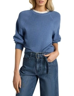 Sammie Cotton Cashmere Knit in Denim Blue