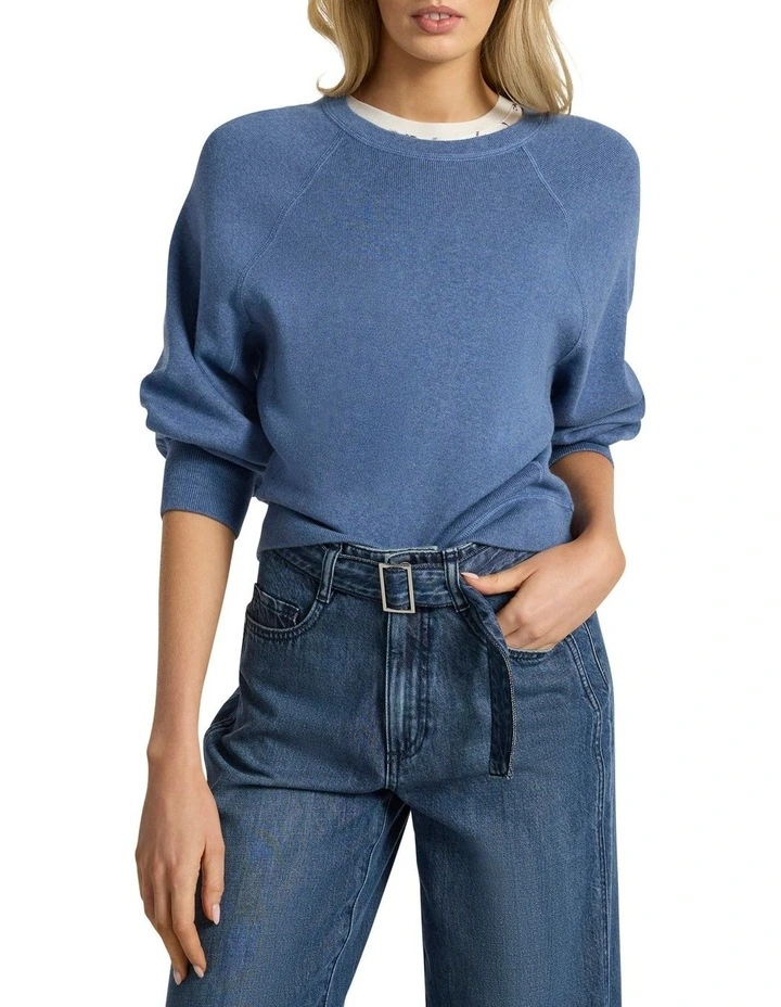 Sammie Cotton Cashmere Knit in Denim Blue image 1