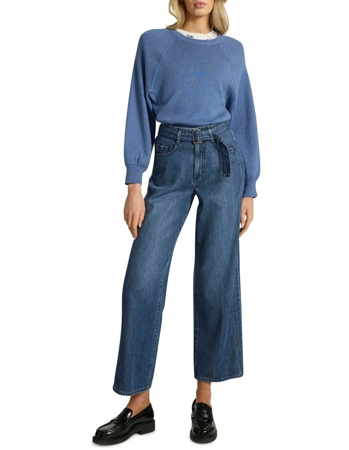 Sammie Cotton Cashmere Knit in Denim Blue image 2