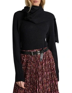 Tina Pussy Bow Knit in Black
