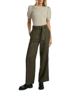 Ashley Wide Leg Pant in Dark Khaki