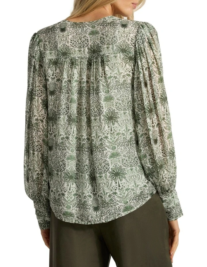Holiday In The Sun Blouse in Khaki Multi image 5