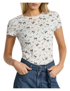Take A Bow Tee in White Multi