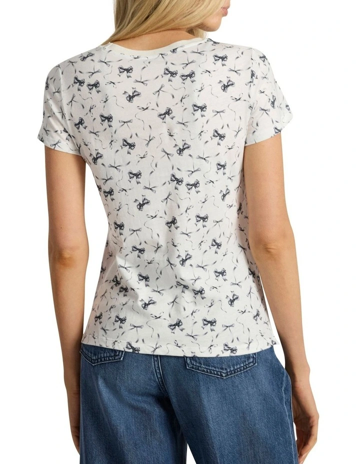 Take A Bow Tee in White Multi image 4