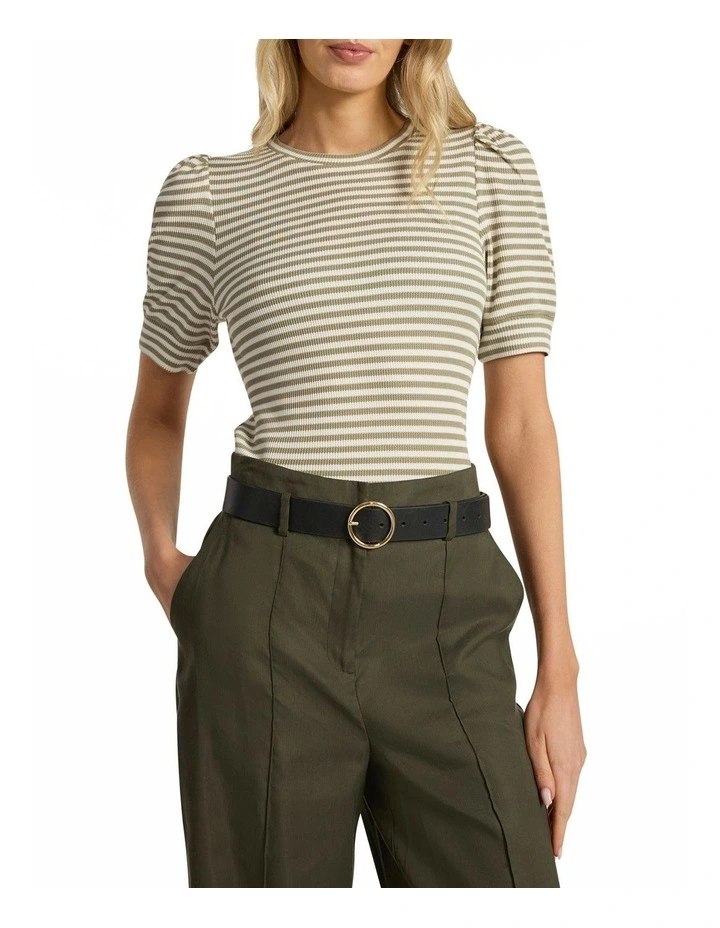 Maybe Tomorrow Stripe Tee in Khaki Stripe image 1