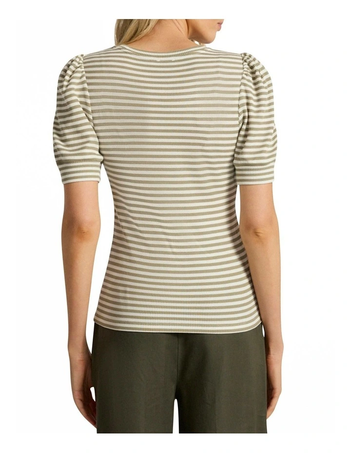 Maybe Tomorrow Stripe Tee in Khaki Stripe image 4