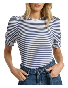 Maybe Tomorrow Stripe Tee in Blue Stripe