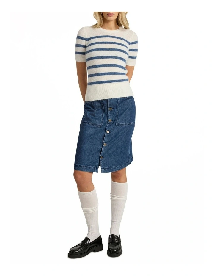 Charli Short Sleeve Knit in Ivory Stripe image 2