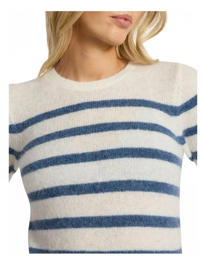 Charli Short Sleeve Knit in Ivory Stripe image 3