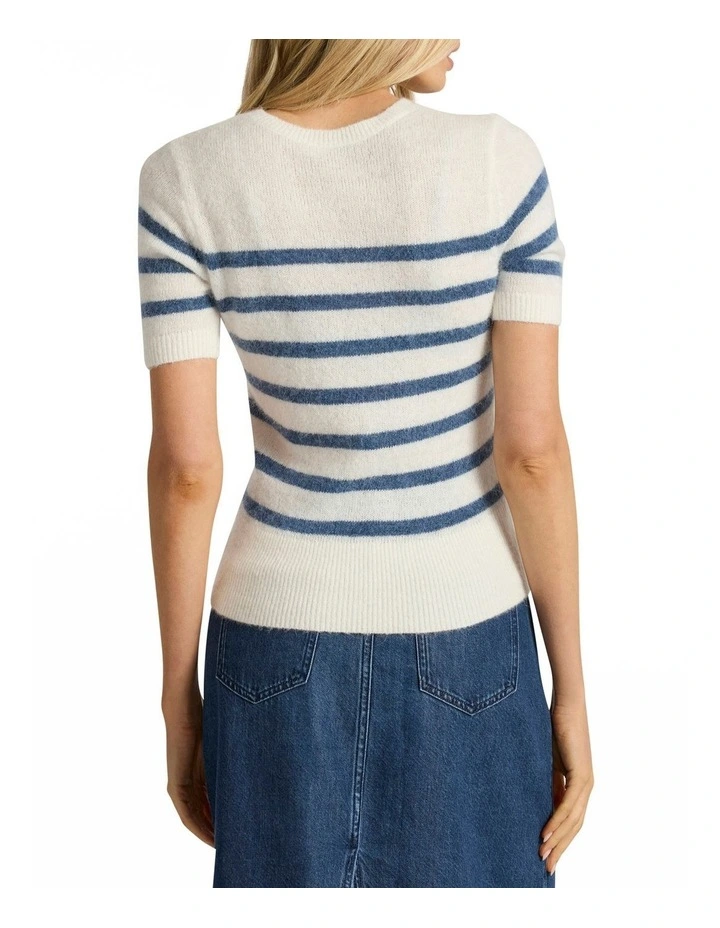Charli Short Sleeve Knit in Ivory Stripe image 4