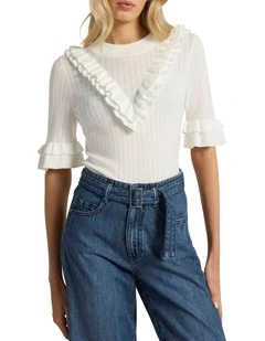 Olsen Ruffle Knit in Ivory