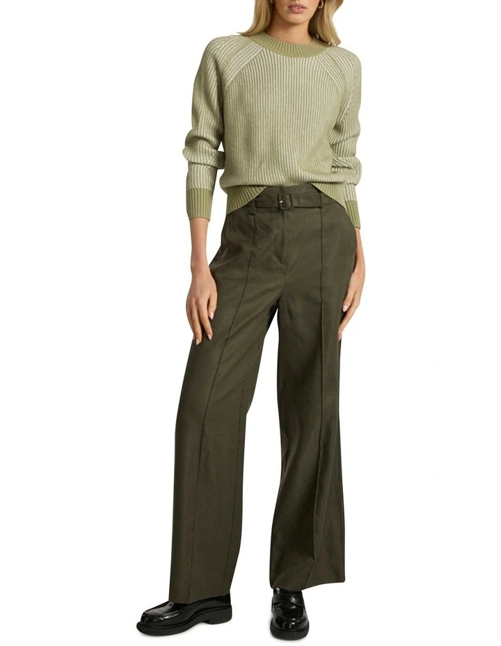 Danon Contrast Knit in Ivory/Khaki image 2