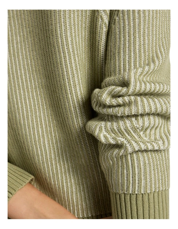 Danon Contrast Knit in Ivory/Khaki image 3