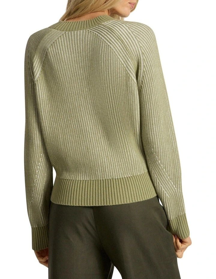 Danon Contrast Knit in Ivory/Khaki image 4