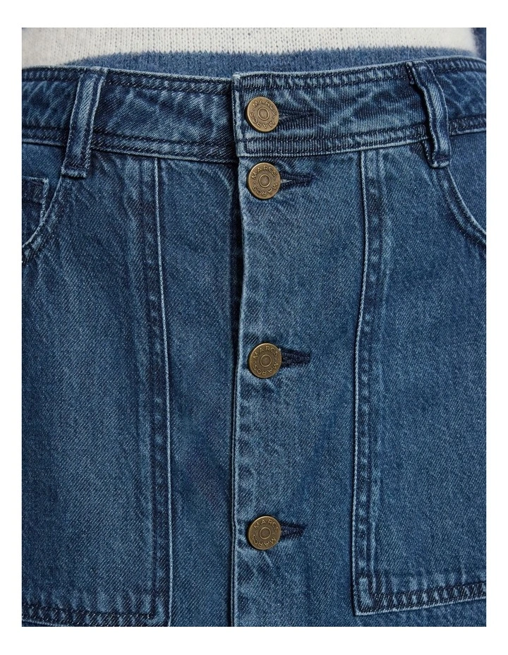 Paolo Button Front Denim Skirt in Mid Wash image 3