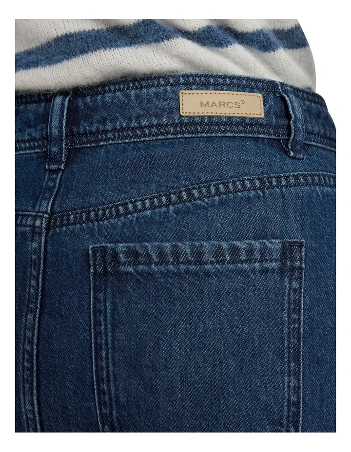 Paolo Button Front Denim Skirt in Mid Wash image 4