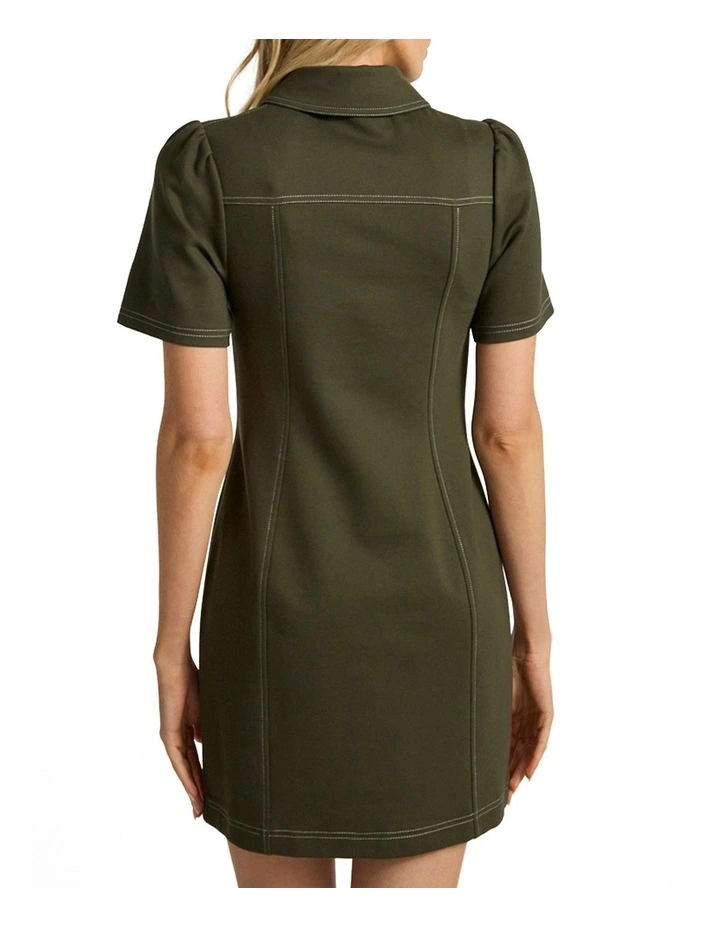 Lawrence Ponte Dress in Dark Khaki image 5