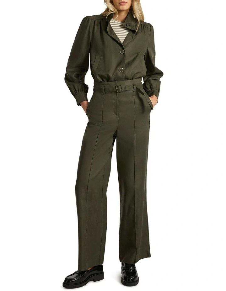 Ashley Funnel Neck Jacket in Dark Khaki image 2