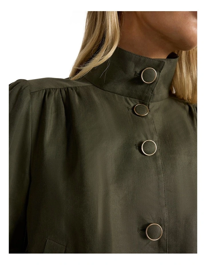 Ashley Funnel Neck Jacket in Dark Khaki image 3