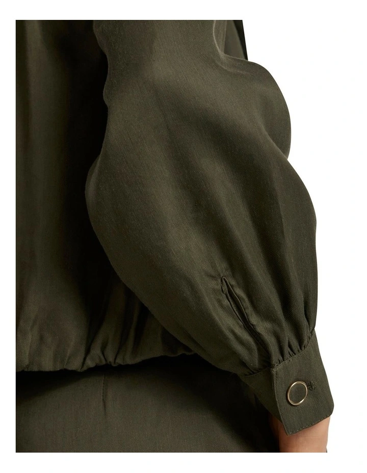 Ashley Funnel Neck Jacket in Dark Khaki image 4