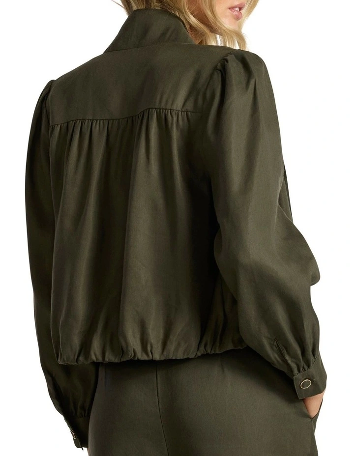 Ashley Funnel Neck Jacket in Dark Khaki image 5