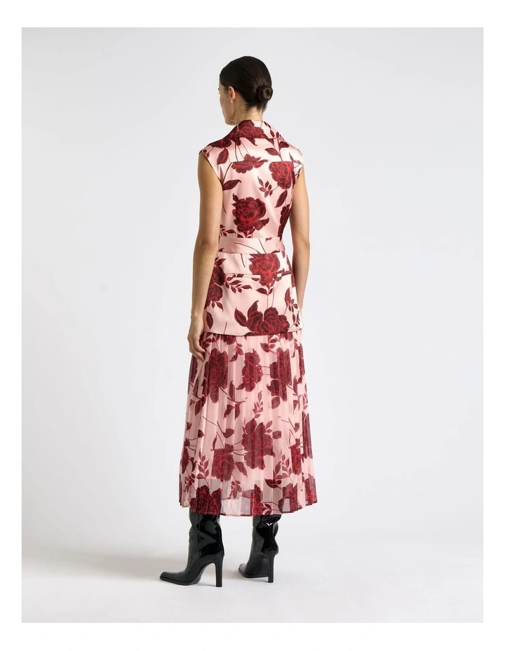 Amour Floral Pleated Madi Dress in Pink image 2