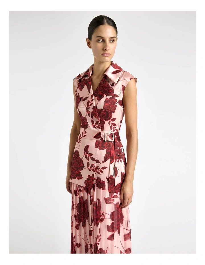 Amour Floral Pleated Madi Dress in Pink image 3