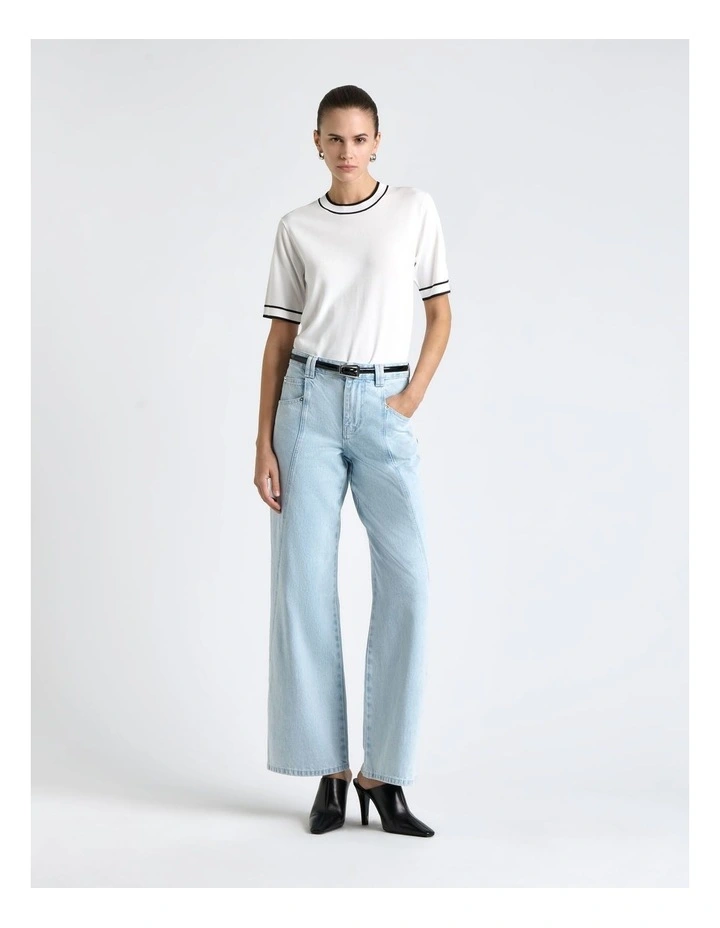 Knitted Tee with Contrast Tipping image 1
